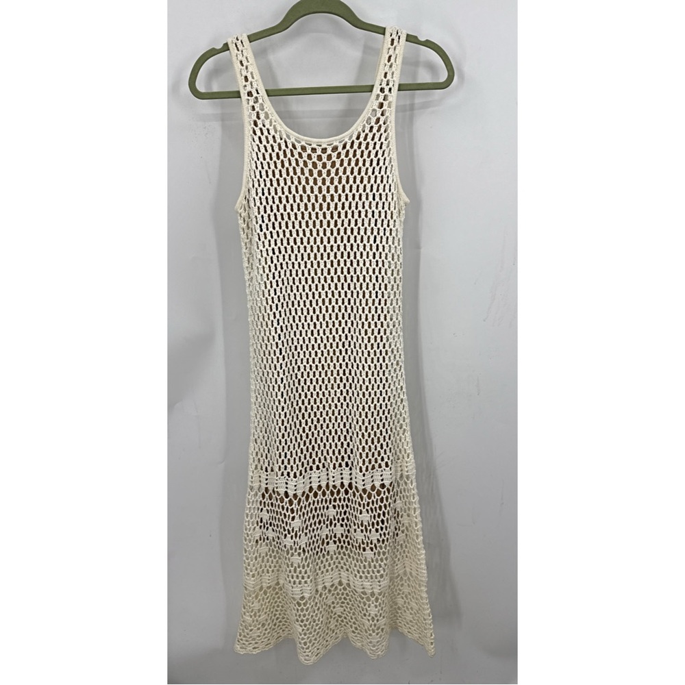 Michael Kors ivory crochet midi dress/bathing suit, cover-up M - Picture 2 of 11